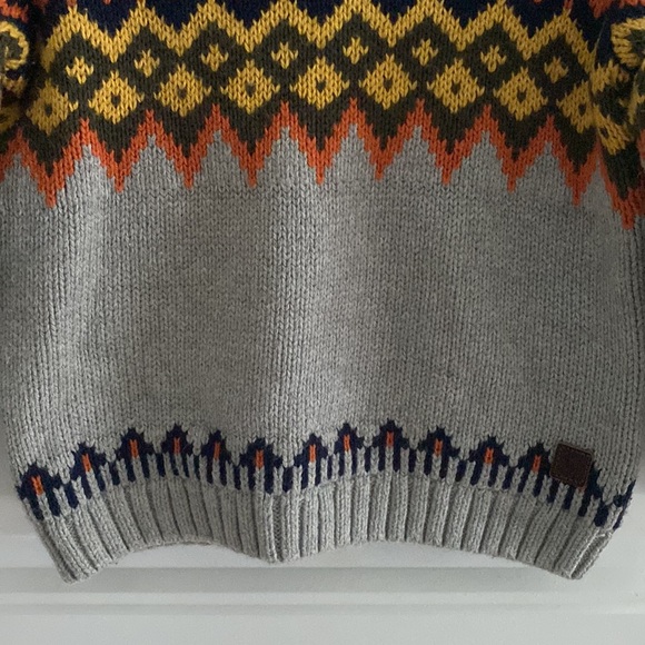 Janie and Jack sweater 18-24 months boys fall colors gray orange yellow detail - Picture 4 of 5